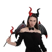 abordables Accesorios-Diadema de Bruja Vampiro Diablo Halloween Props Alas de Murciélago para Adultos Mujeres Disfraz de Halloween Carnaval Fácil Disfraz de Carnaval para la Noche de Walpurgis