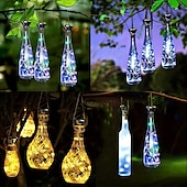 halpa Aurinkoenergiakäyttöinen-oktoberfest aurinkoviinipullo timantti korkki valot 20 leds kuparilanka ulkona vedenpitävä satunauha valo puutarha häät sisäpihan koristelu 78,74 tuumaa