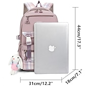 levne Bookbags-školní batoh bookbag kreslená mřížka pro studenty chlapce dívky multifunkční voděodolná velkokapacitní oxfordská tkanina školní taška batoh brašna 21,19 palce, dárek do školy