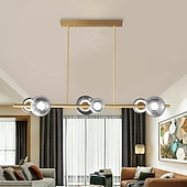 economico Lampadari particolari-6-Light 100 cm Design a isola Plafoniere Rame Bicchiere Ottone Moderno 110-120V 220-240V