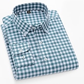 halpa miesten oxford-paidat-Miesten Pukupaita Napita paita Ei-rautapaita Oxford paita Plaid / Raidallinen / Chevron Häät Toimisto &amp; ura Vaalean keltainen Vaalea vaaleanpunainen Vaalean sininen Vaalean vihreä Pitkähihainen