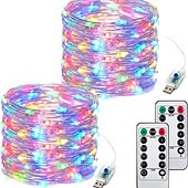 economico Striscie luci USB-elegante festa di nozze ricevimento 100led scintillante stella filo di rame luci fata stringa – 33 piedi alimentato tramite usb con telecomando, 8 modalità per la decorazione del giardino di casa
