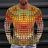 cheap 3D T shirts-Men&#039;s Graphic Gradient Metallic Shirt T Shirt Long Sleeve T shirt 3D Print Crew Neck Shirt Vintage Fashion Designer Outdoor Daily Sports 1 2 3 Spring &amp;  Fall Clothing Apparel S M L XL 2XL 3XL 4XL
