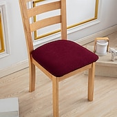 abordables Funda de silla-Fundas de asiento para silla de comedor, color burdeos, elásticas, suaves, lisas, de color sólido, duraderas, lavables, protector de muebles para comedor, fiesta
