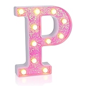 cheap Decorative Lights-LED Letter Lights Light Up Pink Letters Glitter Alphabet Letter Sign Battery Powered for Night Light Birthday Party Wedding Girls Gifts Home Bar Christmas Decoration Pink Letter