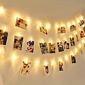 cheap Battery String Lights-Elegant Wedding Party Reception Photo Clip String Lights – 1.5M/3M/6M Fairy Copper Wire, Waterproof, Warm White, for Bedroom and Holiday Decor