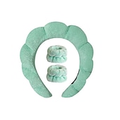 cheap Hair Styling Accessories-3PCS Headband Face Wash Wristband and Headband Set – Terry Cloth Skincare Bubble Headbands for Washing Face and Hands- Make up Headband and Wristband Set for Women and Girls