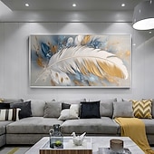 cheap Still Life Paintings-Handmade Oil Painting Canvas Wall Art Decor Original Feather Painting for Home Decor With Stretched Frame/Without Inner Frame Painting