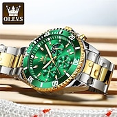 levne Quartz hodinky-OLEVS Muži Křemenný Luxus Velký ciferník Módní Obchodní Zobrazení fáze měsíce Svítící Kalendář VODĚODOLNÝ Slitina Hodinky
