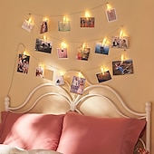 cheap Battery String Lights-Elegant Wedding Party Reception Photo Clip String Lights – 1.5M/3M/6M Fairy Copper Wire, Waterproof, Warm White, for Bedroom and Holiday Decor