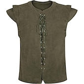 abordables Médiéval-Epoque Médiévale Renaissance Costume de Cosplay Gilet en daim Pirate Chevalier Viking Valhalla Homme Couleur unie Halloween Carnaval Mascarade Carnaval Mascarade Foire de la Renaissance Adulte Gilet