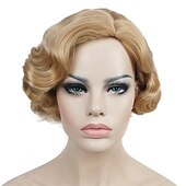 economico Parrucche storiche-Parrucca Vintage Festa Cosplay Leggera Butterscotch Capelli Corti Ondulati Flapper Accessorio Parrucca Halloween
