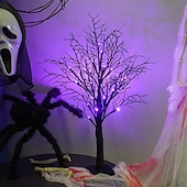 cheap Indoor &amp; Party Lighting-Halloween Decoration 24 LEDs Tree Lights Spooky Halloween Party Decorative Lights Indoor Decoration Purple Landscape Lights Ghost Festival Simulation Luminous Tree