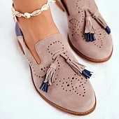 abordables Chaussures sans lacet et mocassins femme-Femme Ballerines Oxfords Slip-Ons Grandes Tailles Mules mocassins Bureau du quotidien Couleur unie Découper Eté Broderie Talon Bas Bout fermé Elégant Entreprise Confort Marche Polyuréthane Mocassins