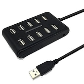 olcso USB-elosztók-hordozható 1db általános célú munkahelyi otthon kapcsolóval abs műanyag kétsoros tíz portos usb hub