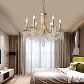 economico Modello a candelabro-moderno lampadario in cristallo trasparente regolabile 6/8 luci cristallo montaggio a filo appeso a soffitto lampada a sospensione classico apparecchio di illuminazione in stile candela e12/e14 per