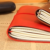 cheap Notebooks &amp; Planners-Classic Retro PU Leather Travel Notebook Personalized Journal Spiral Ring Binder Diary Notepad, Back to School Gift