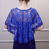 cheap Cape-Women&#039;s Wrap Cape Vintage Elegant Sleeveless Polyester Wedding Wraps With Lace For Wedding Summer