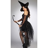 tanie Złe czarownice-Czarownica Halloween Kostium Cosplay Kostium imprezowy Bal maskowy Noc Walpurgii Stroje Dla dorosłych Damskie Bal maskowy Mardi Gras Spektakl Impreza Halloween Łatwe kostiumy na Halloween Wystroić