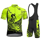 cheap Men's Clothing Sets-Men's Cycling Jersey with Bib Shorts Short Sleeve Mountain Bike MTB Road Bike Cycling Summer Blue Yellow Red Graphic Bike 3D Pad Quick Dry Back Pocket Moisture Wicking Breathable Spandex Sports