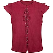 abordables Médiéval-Epoque Médiévale Renaissance Costume de Cosplay Gilet en daim Pirate Chevalier Viking Valhalla Homme Couleur unie Halloween Carnaval Mascarade Carnaval Mascarade Foire de la Renaissance Adulte Gilet