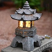 お買い得  経路ライト＆ランタン-禅ガーデンオーナメント - 屋外装飾用のソーラーパワーの通路タワー像、宮殿のランタン、石の塔ソーラーランプ