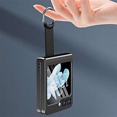 cheap Samsung Cases-Phone Case For Samsung Galaxy Z Flip 7 Z Flip 5 Back Cover Portable with Stand Holder with Screen Protector Solid Color Tempered Glass PC