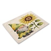 baratos Placemats &amp; Coasters &amp; Trivets-Girassóis placemats resistente ao calor mesa de fazenda placemat resistente a manchas, placemat para casamento cozinha mesa de jantar decoração interior ao ar livre