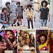 cheap Historical Wigs-Afro Wig Men70&#039;s Costumes for Men Heat Resistant Synthetic Disco Wig Halloween Wigs