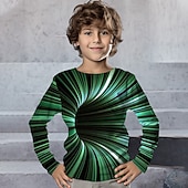 billiga Pojkens 3D Vision &amp; Geometri-Pojkar 3D Grafisk 3D Print T-shirt Långärmad 3D-tryck Sommar Vår Höst Sport Mode Streetwear Barn 3-12 år Utomhus Ledigt Dagligen Normal