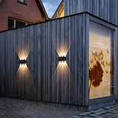 economico applique da esterno-lampada da parete a led per esterni 2w 4w 6w 8w up / down illuminazione interna a doppia testa curva impermeabile ip65 lampada da parete moderna camera da letto lampada ac85-265v