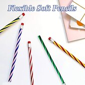 cheap Painting, Drawing &amp; Art Supplies-10pcs Soft Bendable PencilsMagic Bend PencilsColorful Stripe Soft Pencils For Children And StudentsClassroom GiftsBack To School Supplies