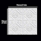 cheap Brick&amp;Stone Wallpaper-Cool Wallpapers White Foam Wall Mural Wall Panel Peel and Stick Wall Sticker Floral Removable Wall Covering, PVC/Vinyl Material Self adhesive Wallpaper, Room Wallcovering for Home Decoration