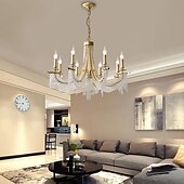 economico Modello a candelabro-moderno lampadario in cristallo trasparente regolabile 6/8 luci cristallo montaggio a filo appeso a soffitto lampada a sospensione classico apparecchio di illuminazione in stile candela e12/e14 per