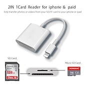 cheap USB Hubs-Dual Sd Card Reader Supports SD and TF Card Trail Portable Micro Sd Card Reader No Application Required for Camera iPhone iPad
