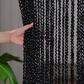 cheap Macrame &amp; String Curtains-Black Beaded Curtains String Curtain Doorway Curtain Tassels Beaded Curtain, Boho Macrame Sliding Door Curtain Wedding Tapestry Decoration, Room Divider for Pergola Outdoor Patio