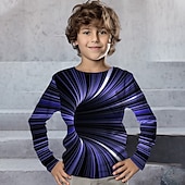 billiga Pojkens 3D Vision &amp; Geometri-Pojkar 3D Grafisk 3D Print T-shirt Långärmad 3D-tryck Sommar Vår Höst Sport Mode Streetwear Barn 3-12 år Utomhus Ledigt Dagligen Normal
