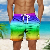 cheap Geometric Print-Men&#039;s Gradient Graphic Prints Swim Trunks Swim Shorts Board Shorts Mid Waist Hawaiian Boho Casual Daily Holiday Drawstring with Mesh lining Elastic Waist Designer Clothing Apparel