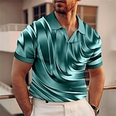 levne Pánské geometrické polo-Pánské Grafika Polokošile Golfová košile Krátký rukáv Polo tričko Do V Na běžné nošení Oblečení na dovolenou Rave Wear Párty oblečení 3D tisk Námořnická modř Vodní modrá Hnědá