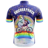 abordables Maillots pour hommes-Homme Maillot de cyclisme Arc-en-ciel Licorne Drôle Manche Courte Cyclisme Maillot Top avec 3 poches arrière VTT Vélo tout terrain Cyclisme sur route Séchage Rapide Doux Bandes réfléchissantes Poche
