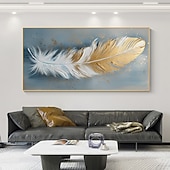 cheap Still Life Paintings-Handmade Oil Painting Canvas Wall Art Decor Original Feather Painting for Home Decor With Stretched Frame/Without Inner Frame Painting
