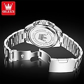 levne Quartz hodinky-OLEVS Muži Křemenný Luxus Velký ciferník Módní Obchodní Zobrazení fáze měsíce Svítící Kalendář VODĚODOLNÝ Slitina Hodinky