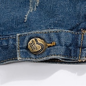 preiswerte Men&#039;s Vest-Herren Weste Jeansweste Freizeitskleidung Urlaub Ausgehen Modisch Basic Frühling &amp; Herbst Taste Tasche Baumwollmischung Komfortabel Nationalflagge Einreihiger Verschluss Kargen Regular Fit Blau Weste