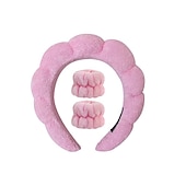 cheap Hair Styling Accessories-3PCS Headband Face Wash Wristband and Headband Set – Terry Cloth Skincare Bubble Headbands for Washing Face and Hands- Make up Headband and Wristband Set for Women and Girls