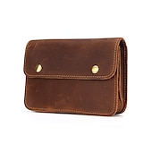 cheap Universal Phone Bags-Men&#039;s Fanny Waist Bag Crazy Horse Genuine Leather Waist Packs Belt Loop Hip Hook Bum Bag Handmade Travel Small Phone Waist Pouch