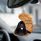 preiswerte Anhänger &amp; Ornamente fürs Auto-Niedlicher Engelsflügel-Hund „Forever in My Heart“ zum Aufhängen, Cartoon-Anhänger, niedlicher Anhänger für Autotasche, Schlüsselanhänger, Auto-Ornamente für Rückspiegel, Innendekoration im Auto