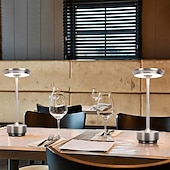 baratos Candeeiros de mesa-Candeeiro de mesa sem fio de alumínio led tricolor com escurecimento de toque recarregável luz noturna de mesa led lâmpada de leitura para restaurante bar de hotel iluminação de decoração de quarto