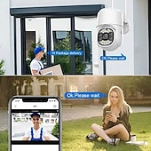 cheap Indoor IP Network Cameras-Five Lens HD 1080P/720P Wireless Speed Dome PTZ WiFi IP Camera Two-way Intercom Full Color Night Vision Motion Detection 5G Dual-band IP66 Waterproof Indoor and Outdoor Surveillance Camera