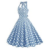 olcso Ruhák-Retró 1950-es Rockabilly A-Line ruha Swing ruha Pánt Pöttyös Női Álarcos mulatság Alkalmi / Napi Lánybúcsú Felnőttek Ruha Hazatérő ruhák Tavaszi nyár