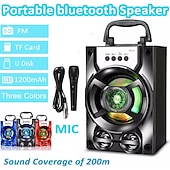 abordables Altavoces-altavoz portátil bluetooth 5.1v pa con / sin micrófono cambio de color luz led máquina de karaoke recargable compatible con tarjeta tf / usb fm, perfecto para fiestas